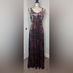 NATURAL LIFE Velvet Patchwork Floral Jumpsuit Size M Boho Adjustable Straps